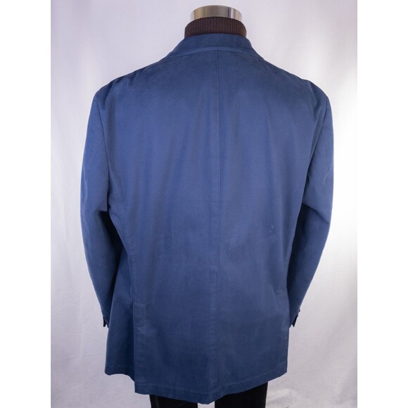 Flynt Men's Sport Coat Jacket Blazer Suede Solid Blue Sz 46L 2-Button Cotton - Picture 8 of 13